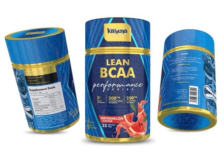 Lean BCAA by Kahuna Nutriton with Coconut water and L-Carnitine, Watermelon Flavour 520g, Group Image