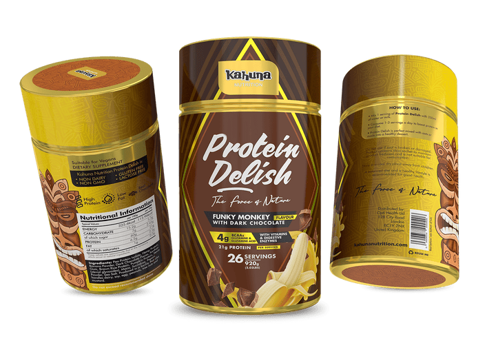 Best Tasting Protein powder, Protein Delish, Banana Flavour, Group Image, 920g