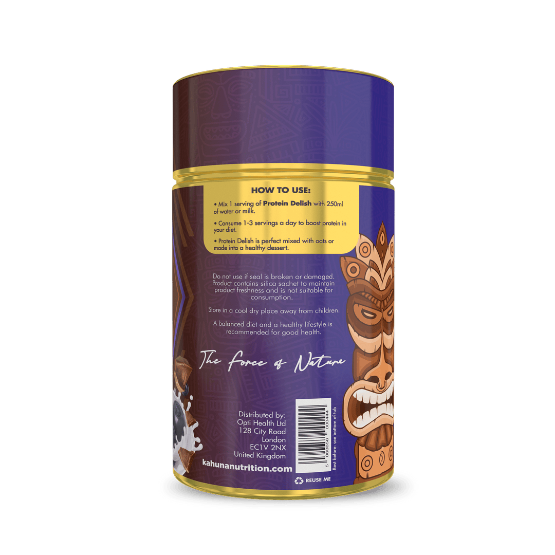 Best Tasting Protein powder, Protein Delish, Blueberry Flavour Choc Chip Ice Cream Flavour, How to use, 920g
