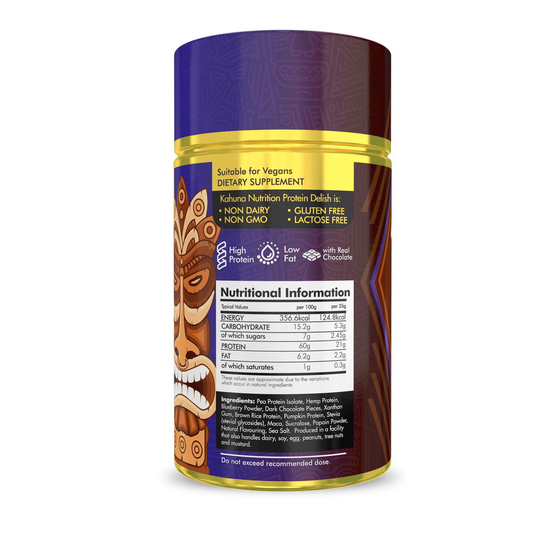 Best Tasting Protein powder, Protein Delish, Blueberry Flavour Choc Chip Ice Cream Flavour, Nutritional Information, 220g