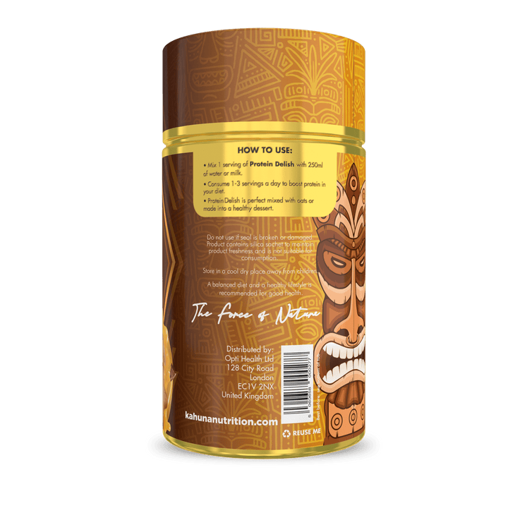 Best Tasting Protein powder Protein Delish, Gingerbread flavour, Side View,, 220g