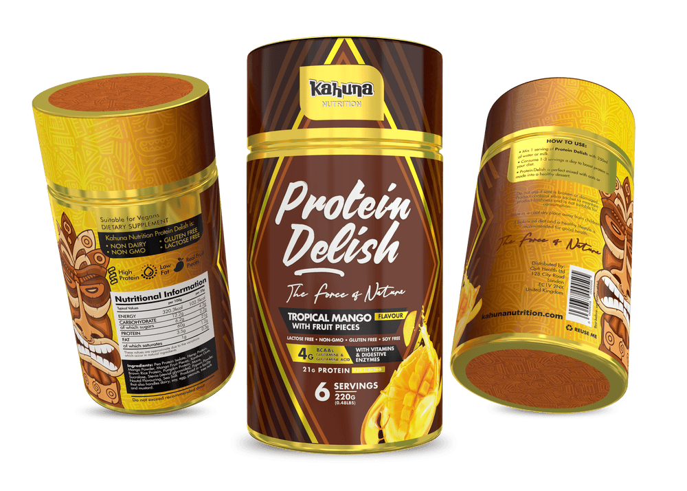Best Tasting Protein powder Protein Delish, Tropical Mango flavour, 220g, group photo