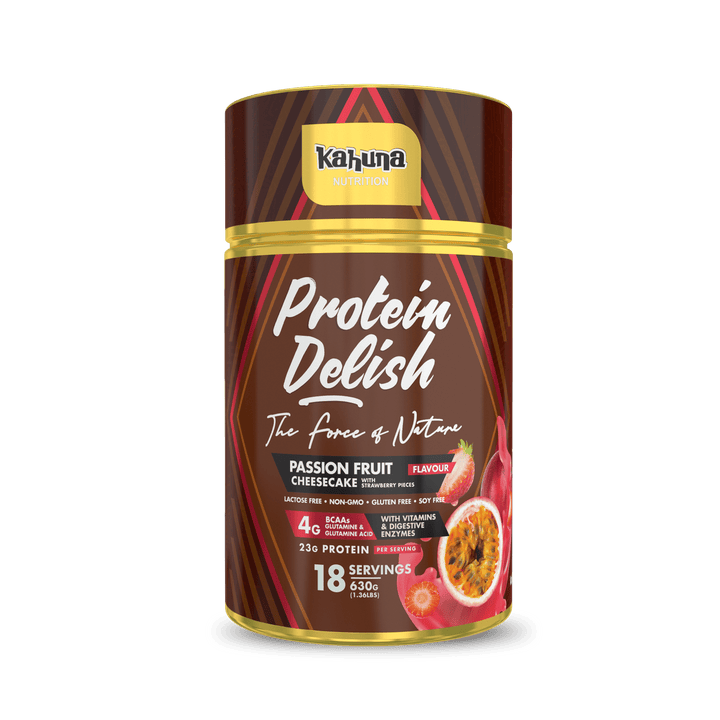 Best Tasting Protein powder, Protein Delish, Passion Fruit Cheesecake Flavour, Front side, 630g